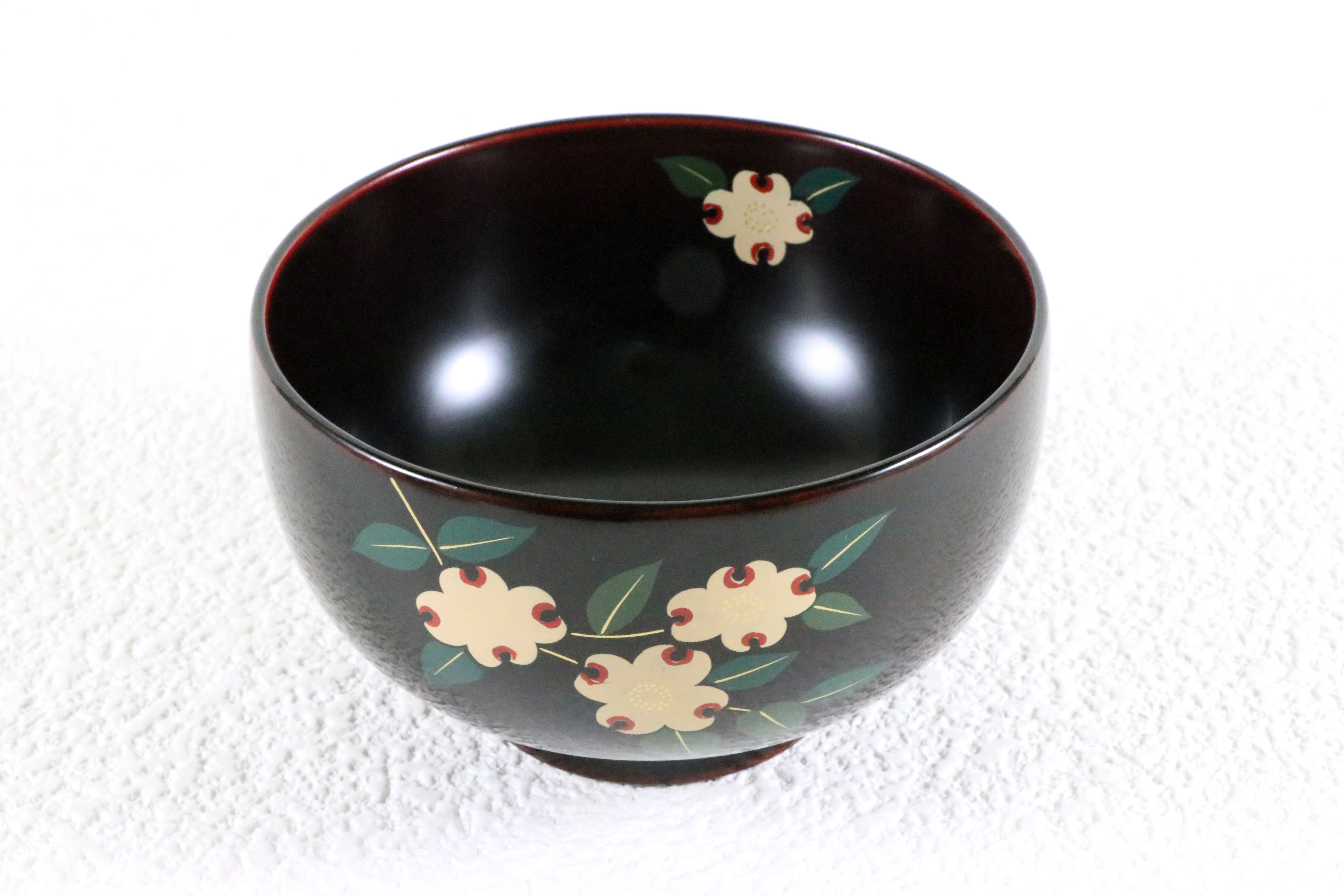 汁椀 切立 溜塗 花水木